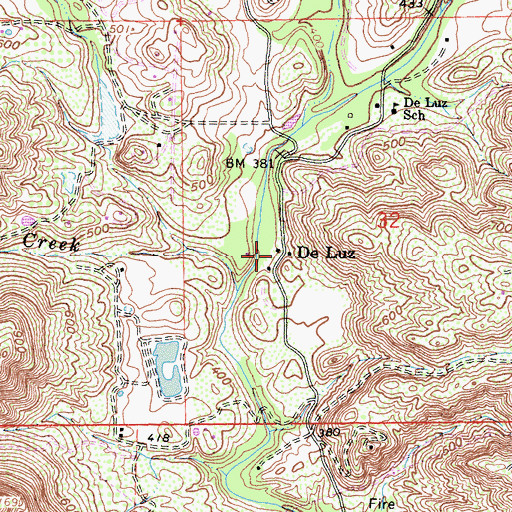 Topographic Map of De Luz, CA