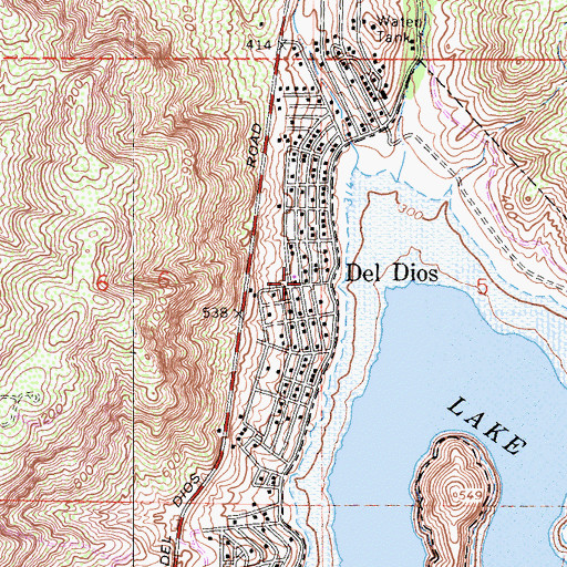 Topographic Map of Del Dios, CA