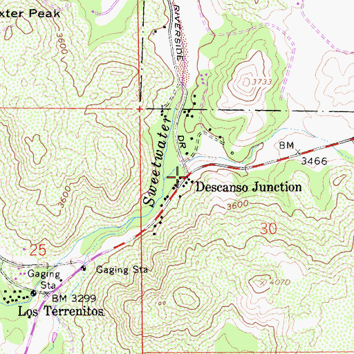 Topographic Map of Descanso Junction, CA