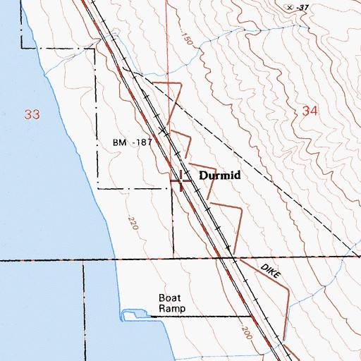 Topographic Map of Durmid, CA