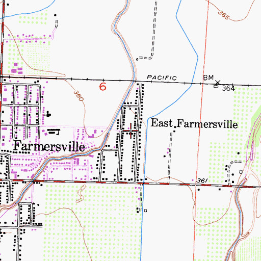 Topographic Map of East Farmersville, CA