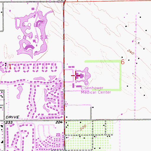 Topographic Map of Eisenhower Medical Center, CA