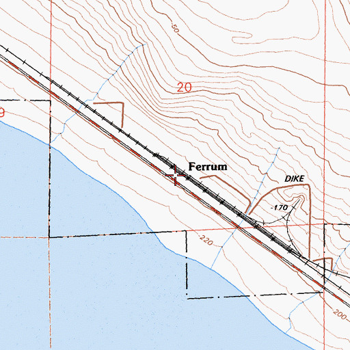Topographic Map of Ferrum, CA