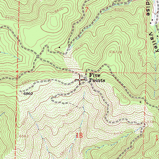 Topographic Map of Five Points, CA