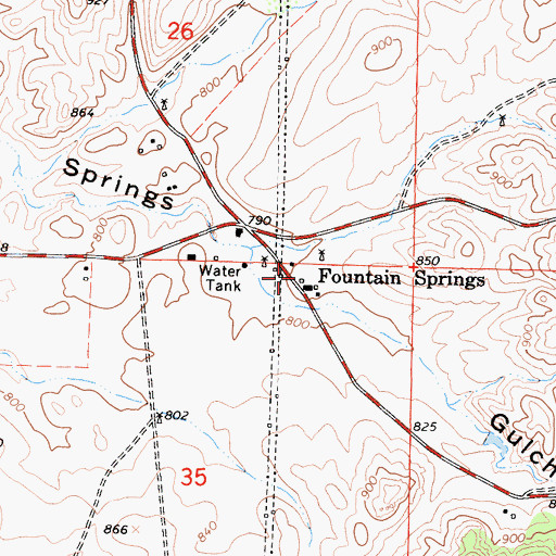 Topographic Map of Fountain Springs, CA