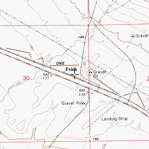 Topographic Map of Frink, CA