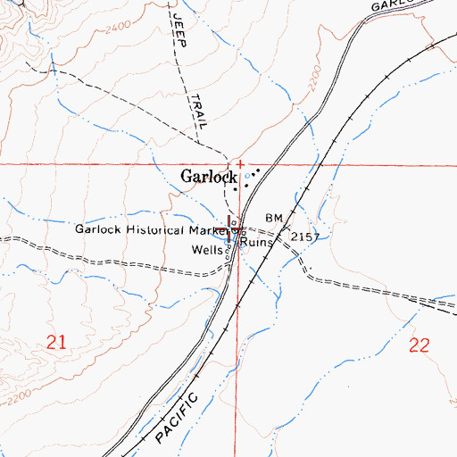 Topographic Map of Garlock, CA