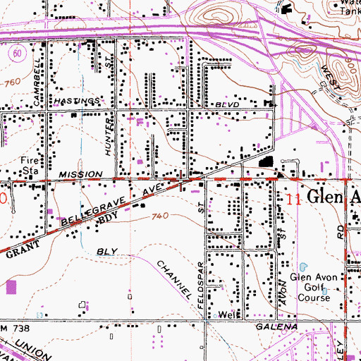 Topographic Map of Glen Avon, CA