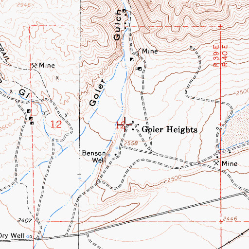 Topographic Map of Goler Heights, CA