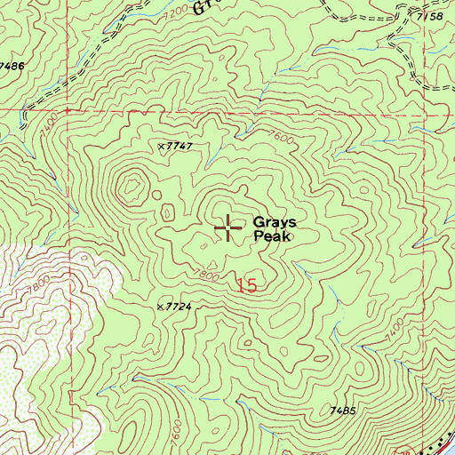 Topographic Map of Grays Peak, CA