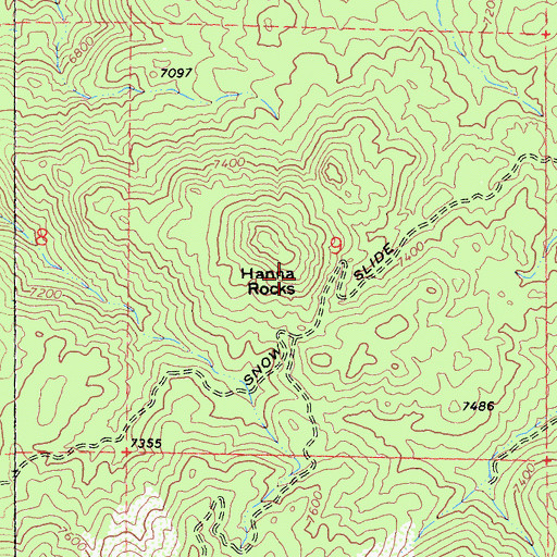 Topographic Map of Hanna Rocks, CA
