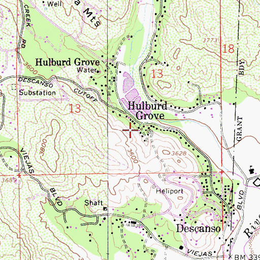 Topographic Map of Hulburd Grove, CA