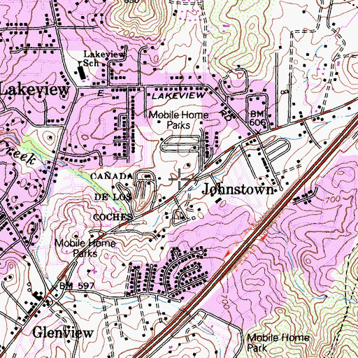 Topographic Map of Johnstown, CA