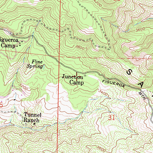 Topographic Map of Junction Camp, CA