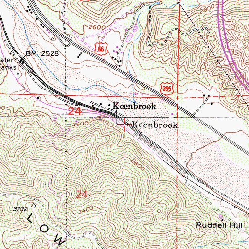 Topographic Map of Keenbrook, CA