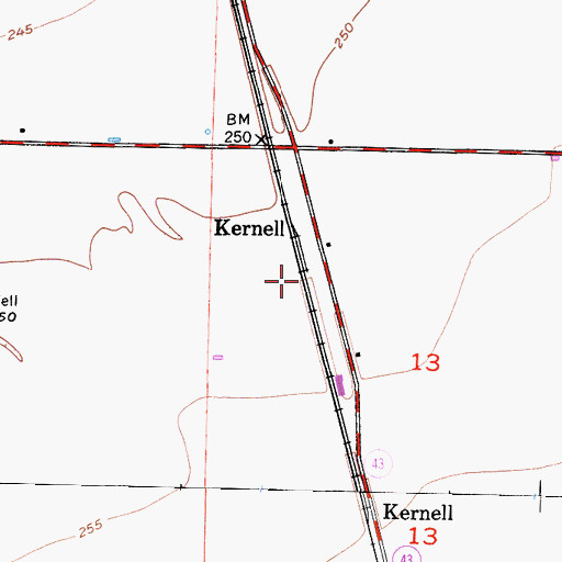 Topographic Map of Kernell, CA