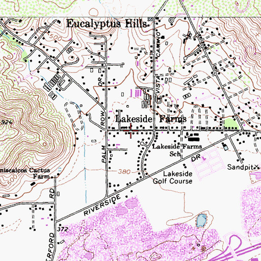 Topographic Map of Lakeside Farms, CA