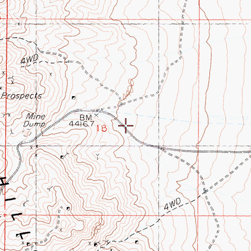 Topographic Map of Lane Mill (historical), CA