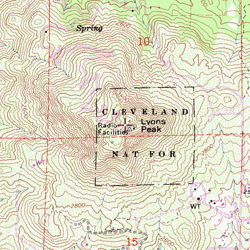 Topographic Map of Lyons Peak, CA