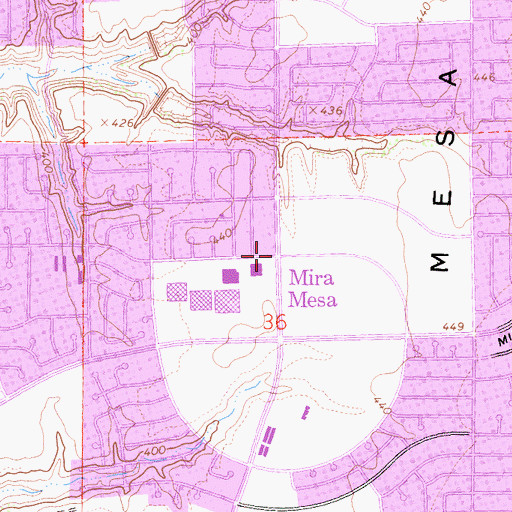 Topographic Map of Mira Mesa, CA