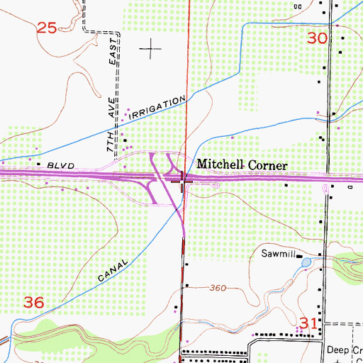 Topographic Map of Mitchell Corner, CA