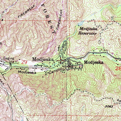 Topographic Map of Modjeska, CA
