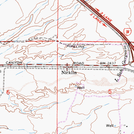 Topographic Map of Nicklin, CA