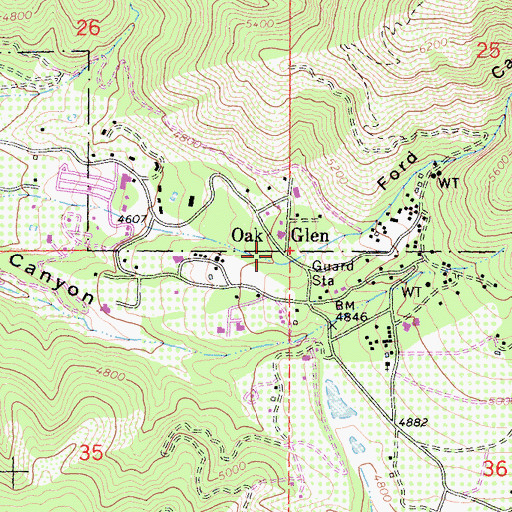 Topographic Map of Oak Glen, CA
