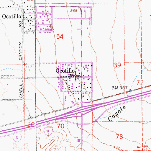 Topographic Map of Ocotillo, CA