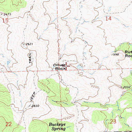 Topographic Map of Oliver Rock, CA