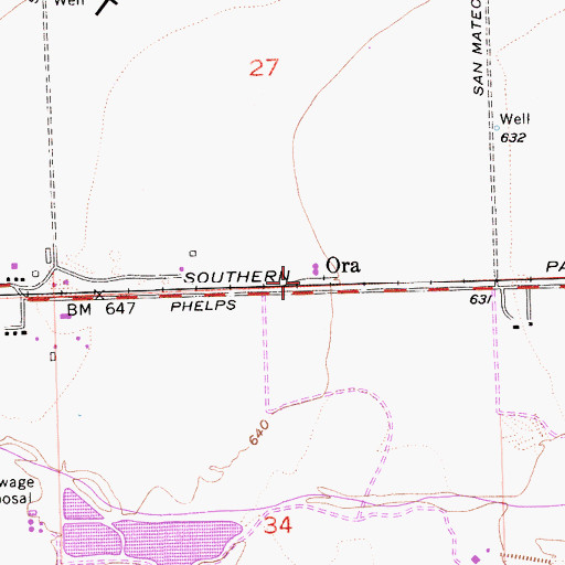 Topographic Map of Ora, CA