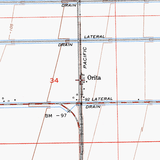 Topographic Map of Orita, CA