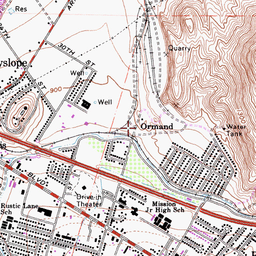 Topographic Map of Ormand, CA