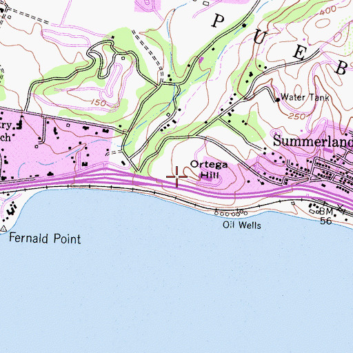 Topographic Map of Ortega Hill, CA