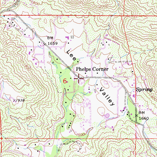 Topographic Map of Phelps Corner, CA