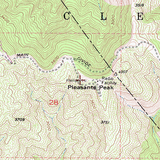 Topographic Map of Pleasants Peak, CA