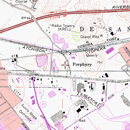 Topographic Map of Porphyry, CA