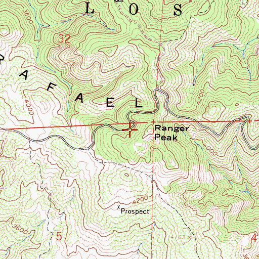 Topographic Map of Ranger Peak, CA