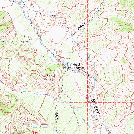 Topographic Map of Red Dome, CA