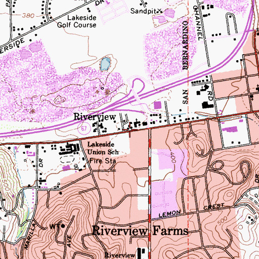 Topographic Map of Riverview, CA