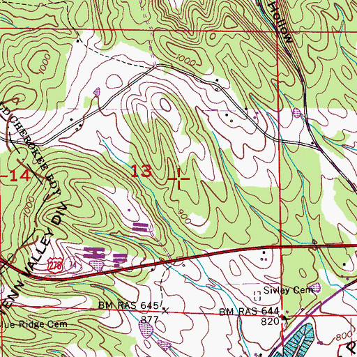 Topographic Map of Brooksville Division, AL