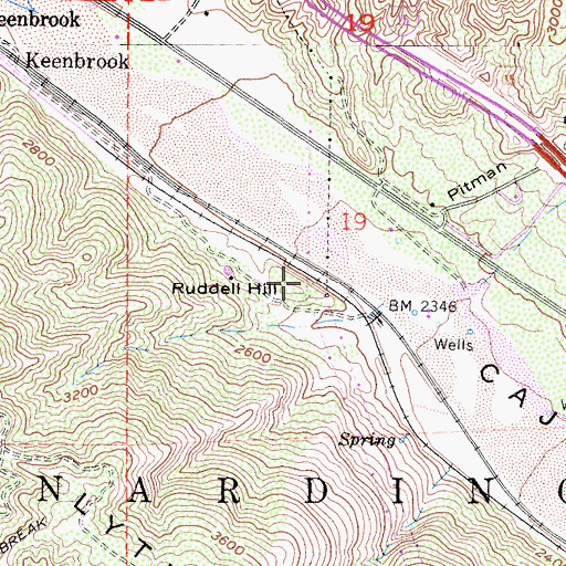 Topographic Map of Ruddell Hill, CA