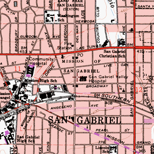 Topographic Map of San Gabriel Valley Hospital, CA