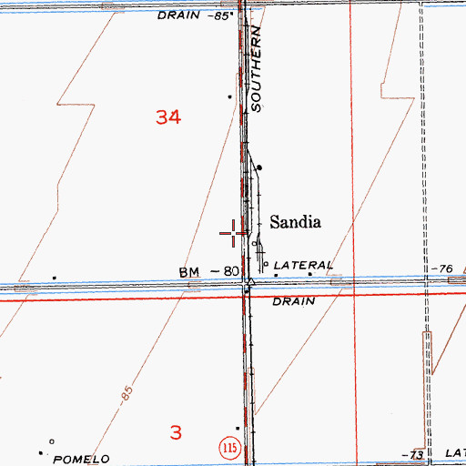 Topographic Map of Sandia, CA