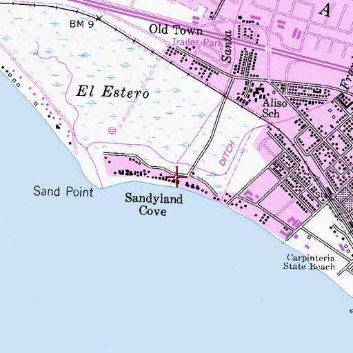 Topographic Map of Sandyland Cove, CA