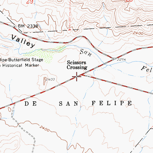 Topographic Map of Scissors Crossing, CA
