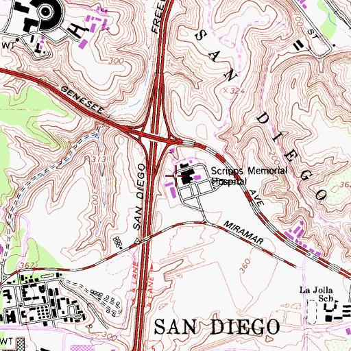 Topographic Map of Scripps Memorial Hospital La Jolla, CA
