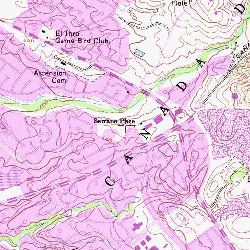 Topographic Map of Serrano Place, CA