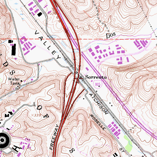 Topographic Map of Sorrento, CA