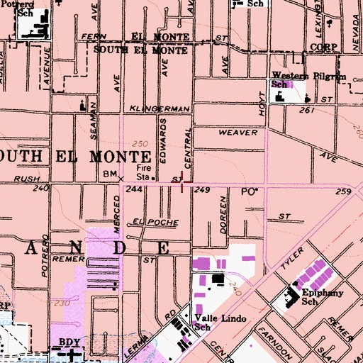 Topographic Map of South El Monte, CA